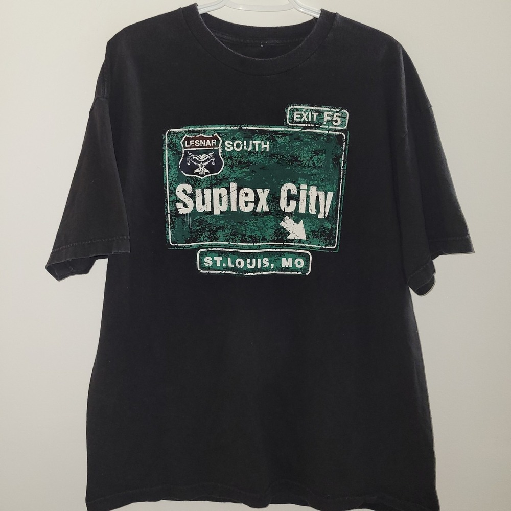 WWE Brock Lesnar Suplex City St Louis T-Shirt Size XL Black Double Sided